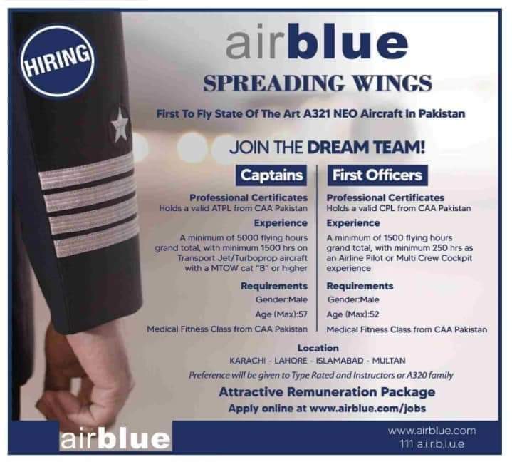 Jobs in air blue Airlines 