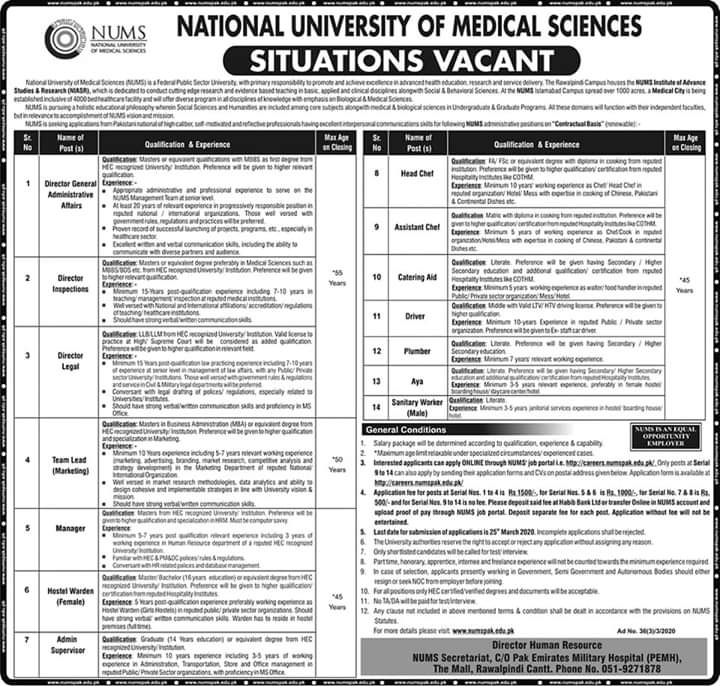 National university jobs of Pakistan 