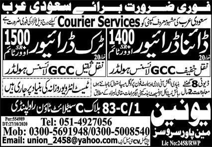 Courier Company jobs Saudi Arabia