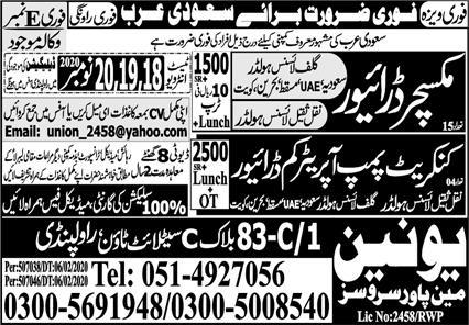 Urgently Required staff in Saudi