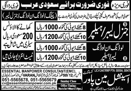 Workers Required in Saudi Arabia