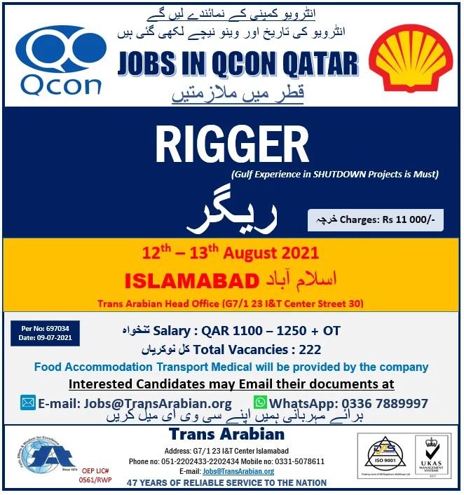 Jobs In Qcon Company Qatar For Pakistani 2021 Ilmcareer 