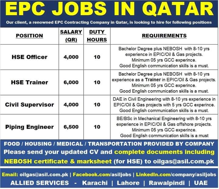 EPC jobs in Qatar 2021