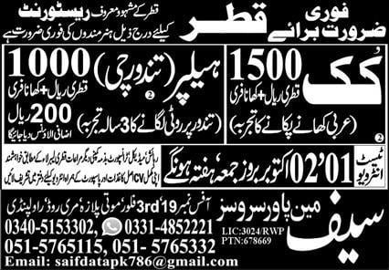 Restaurants Jobs in Qatar