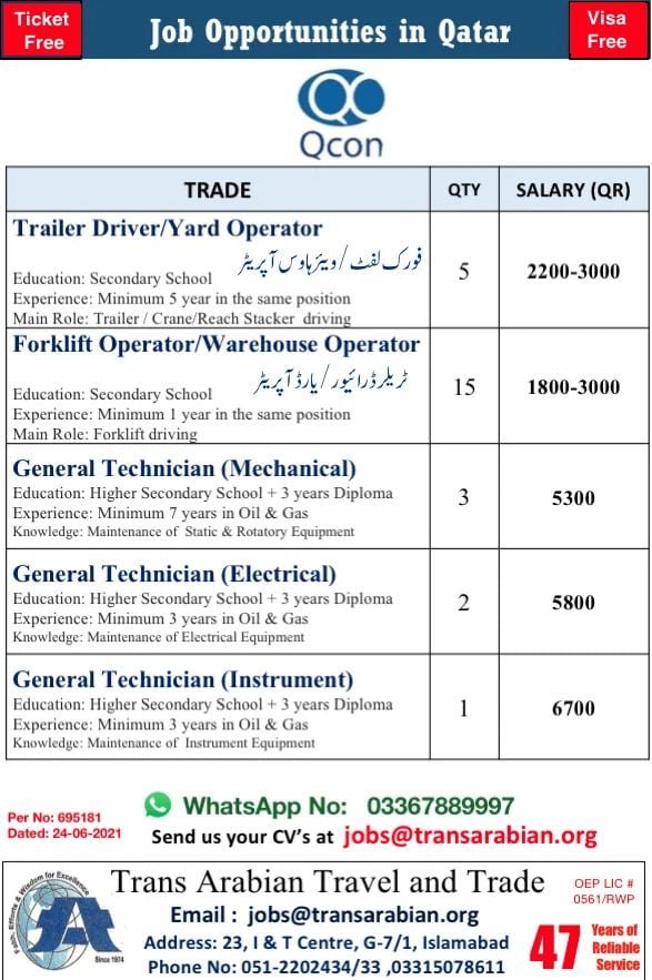 General technician jobs in Qatar