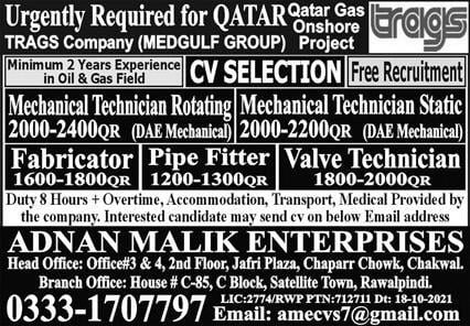Jobs in Qatar gas and oil 2021