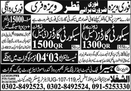 Security guards jobs in Qatar 2021