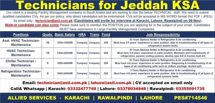 Ac technician jobs in jeddah 2021