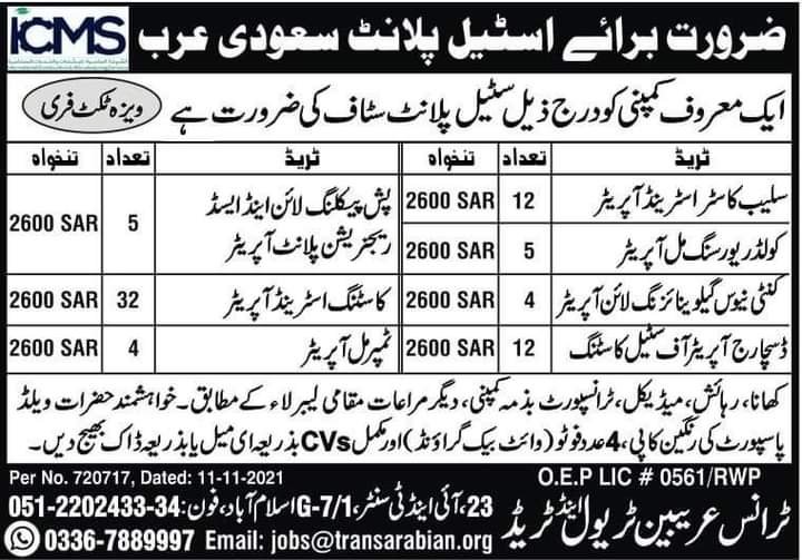 Steel plant jobs in saudi arabia 2021