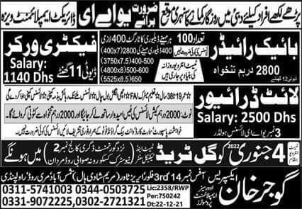 Factory worker jobs in UAE 2022