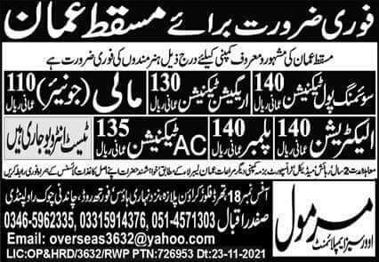 Electrician jobs in oman muscat 2022
