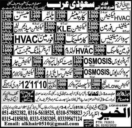 Maintenance jobs in saudi arabia 2022