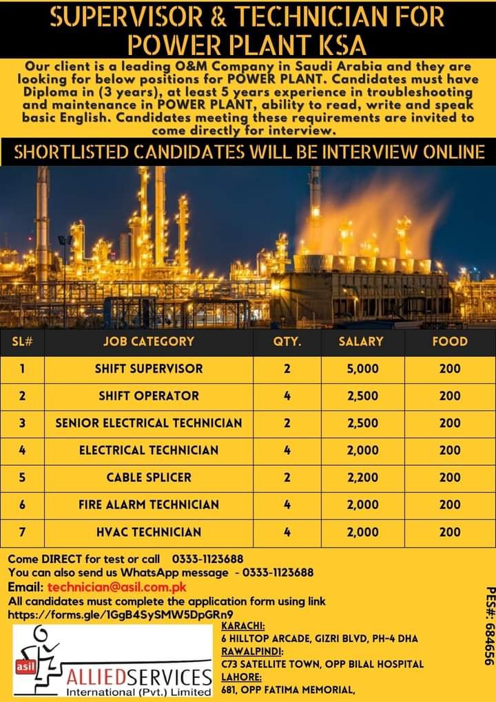 Industrial Electrician Jobs in Saudi Arabia 2022
