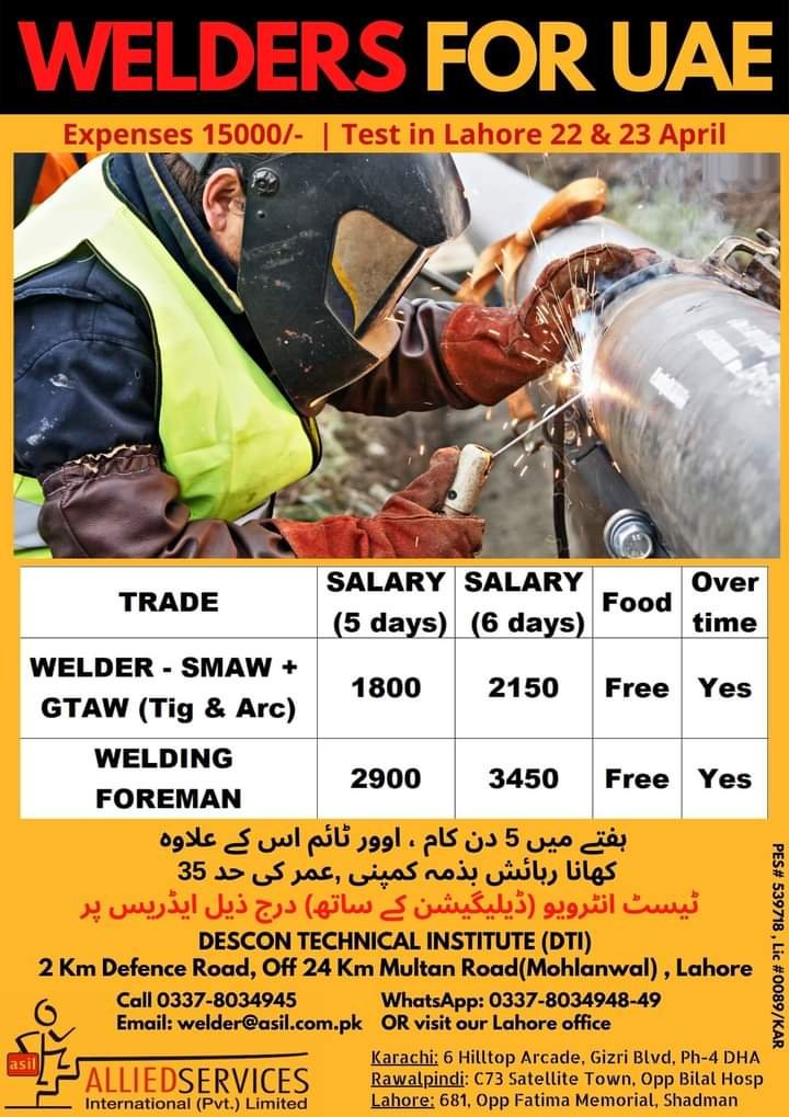 Welder jobs in Dubai today 2022 Employment