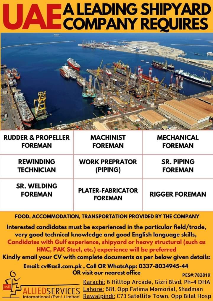 Mechanical foreman jobs in Dubai 