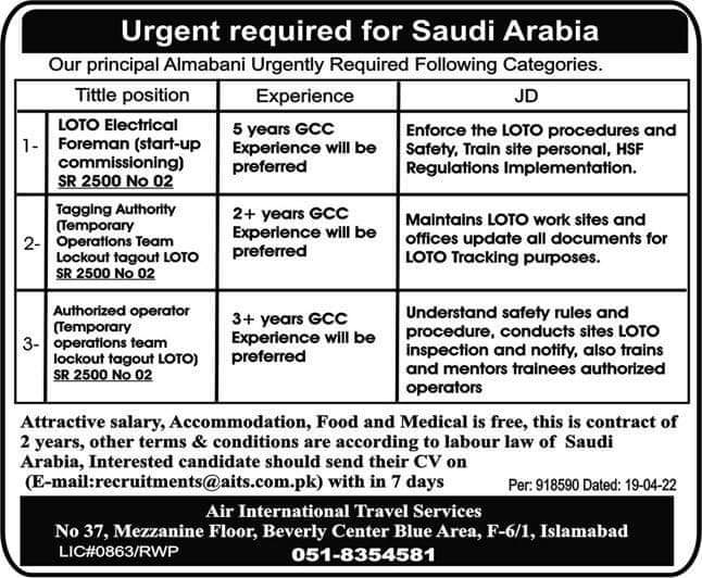 Electrical foreman jobs in saudi arabia riyadh