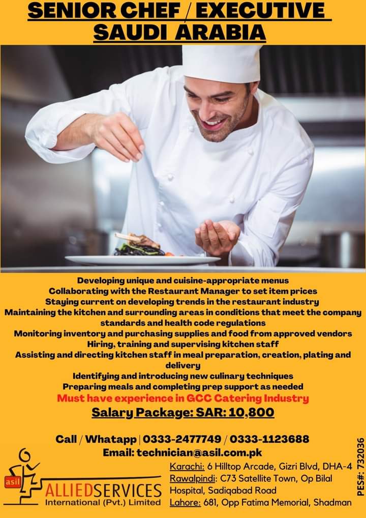 Chef job in saudi arabia 2022