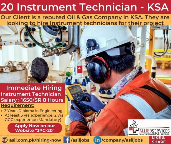 Instrument technician vacancy in saudi arabia