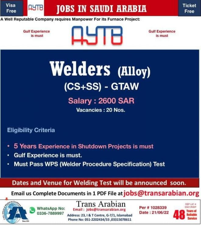 Welder job in riyadh 2022 Employment