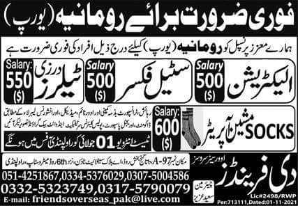 Jobs in Romania for Pakistani