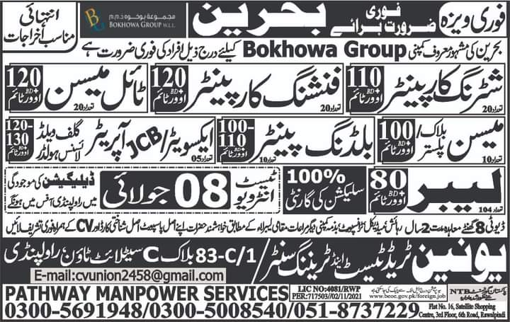 Jobs in Bahrain for foreigners 2022