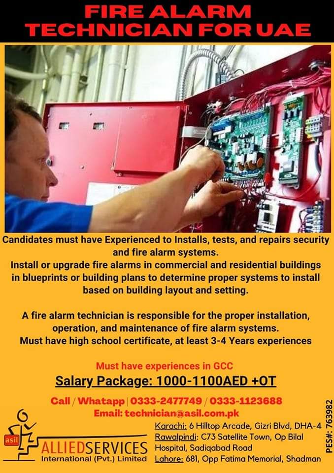 Fire alarm technician jobs in UAE