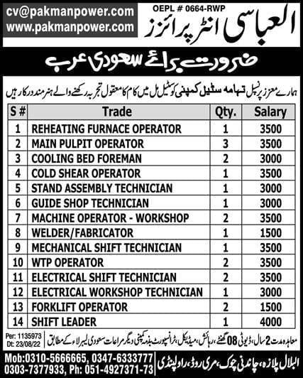 Steel industry jobs in saudi arabia