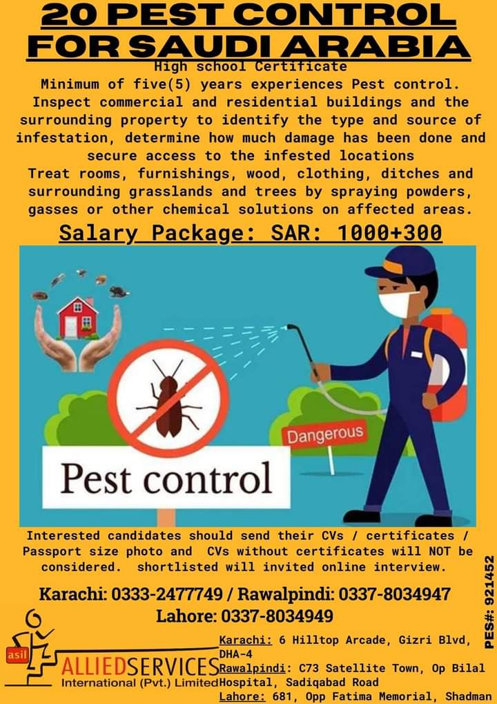 Pest control jobs in saudi arabia