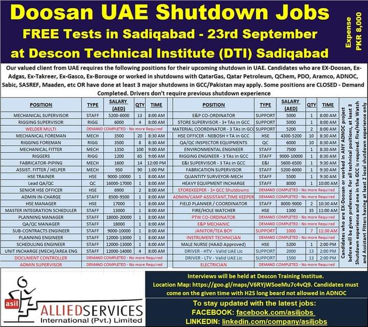 UAE shutdown jobs 2022