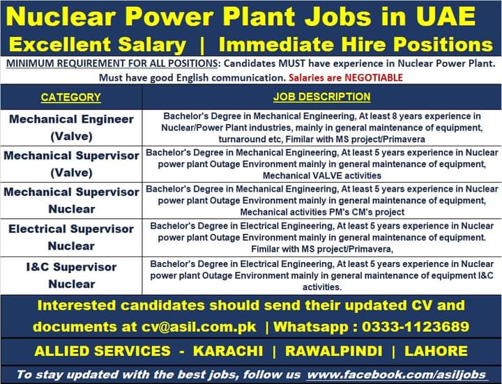 Nuclear power plant jobs in uae 2022