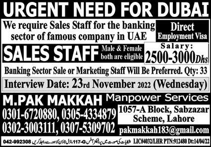 Sales jobs in dubai for freshers