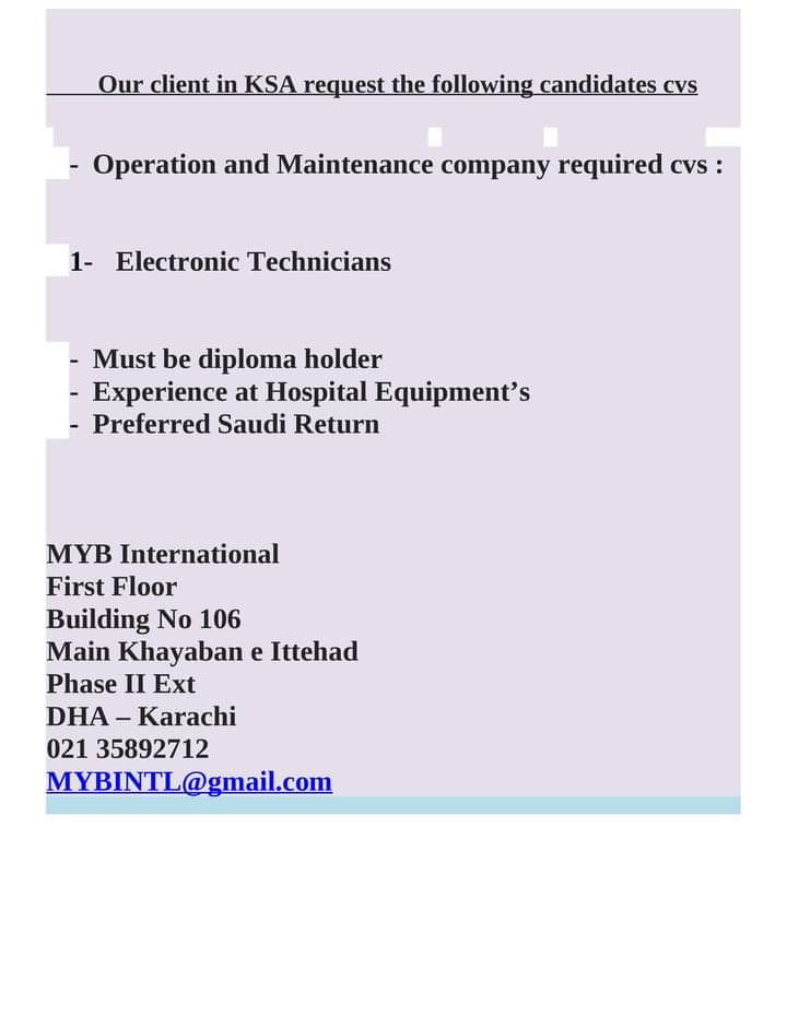 Saudi arabia electronics jobs 