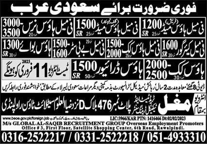 Jobs in saudi arabia for pakistani 2023