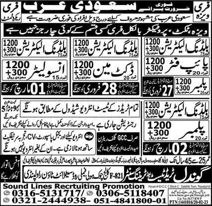 Free visa electrician jobs saudi arabia 2023