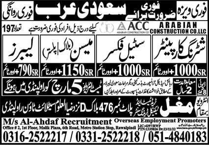 Arabian construction company vacancy 2023