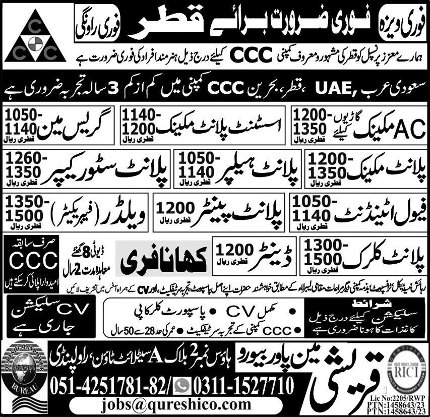 Job vacancies in ccc Qatar 2023