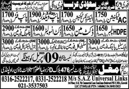 Electronics technician jobs in saudi arabia 2023
