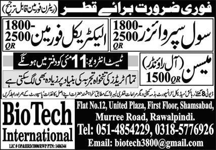 Electrician jobs in qatar 2023