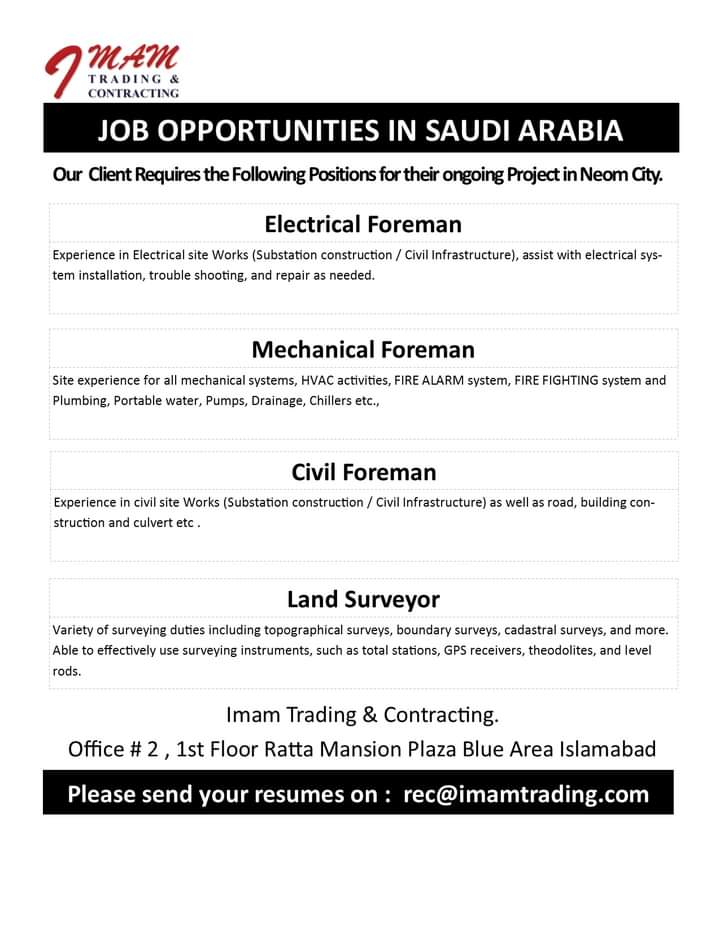 Job opportunities in saudi arabia