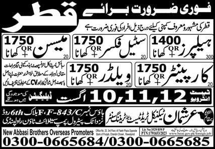 Construction helper jobs in qatar 2023
