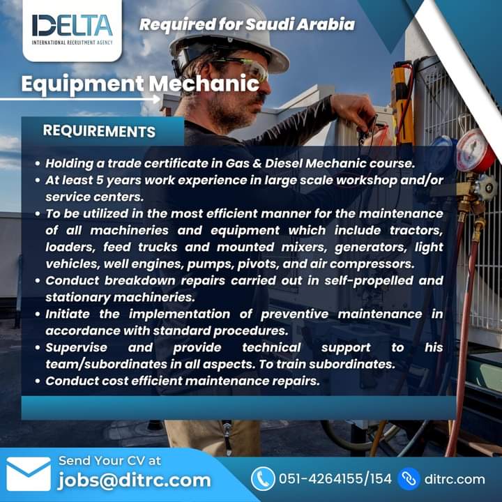 Saudi arabia mechanic jobs 2023