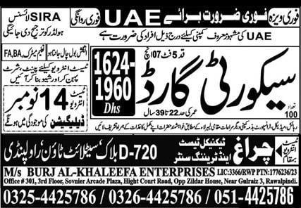 Dubai security guard job vacancy