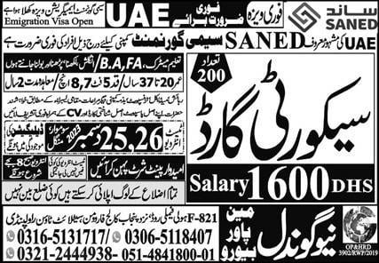 Saned company dubai vacancies 2024
