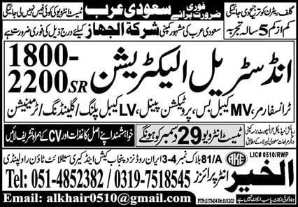 Industrial electrician jobs in saudi arabia 2024