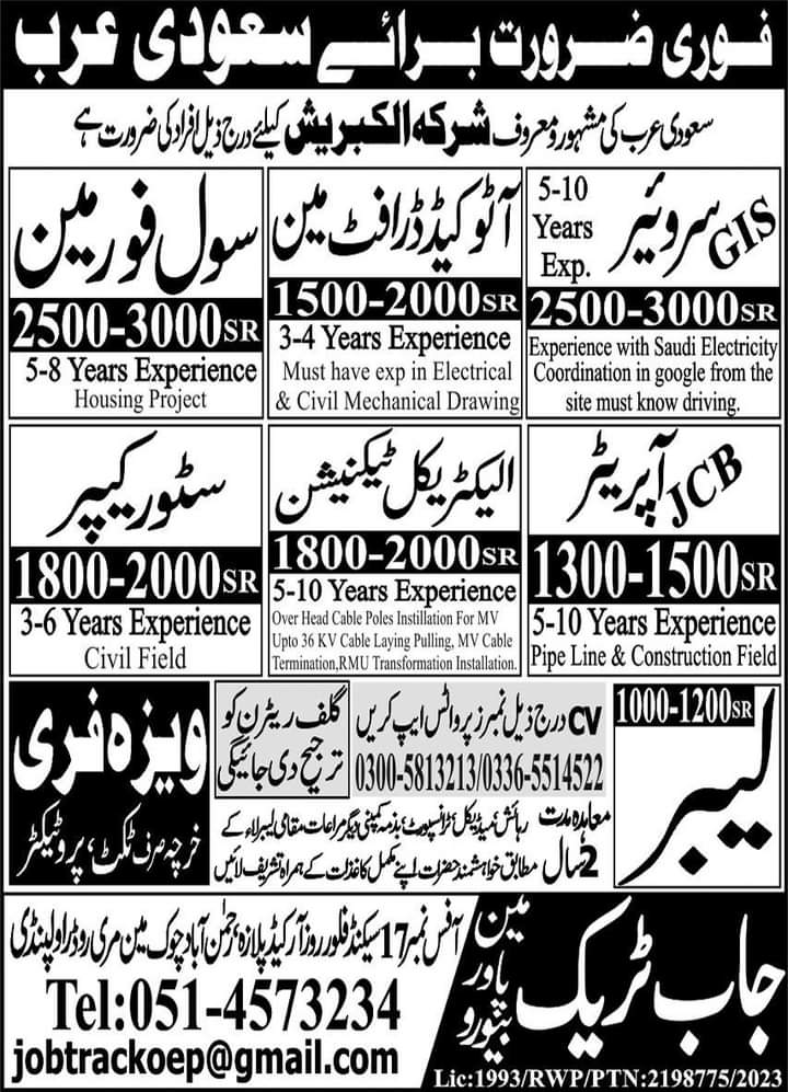 Saudi Arabia free visa jobs 2024