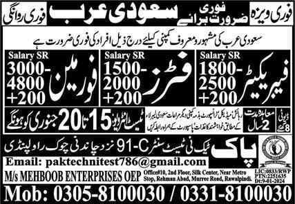 Fitter jobs in saudi arabia 2024