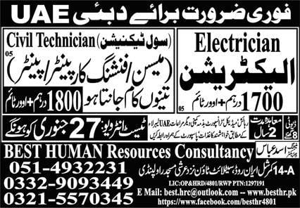 Electrician jobs in dubai 2024