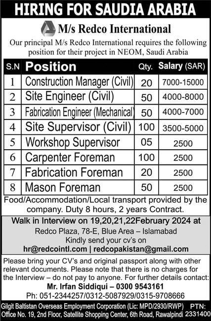 Redco International jobs in saudi arabia 2024