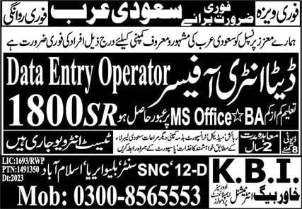 Data entry jobs in saudi arabia 2024