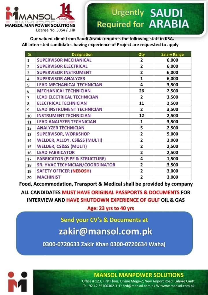 Oil and gas jobs in saudi arabia 2024